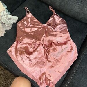 SHEIN Dusty Rose Satin Cami & Shorts Set
